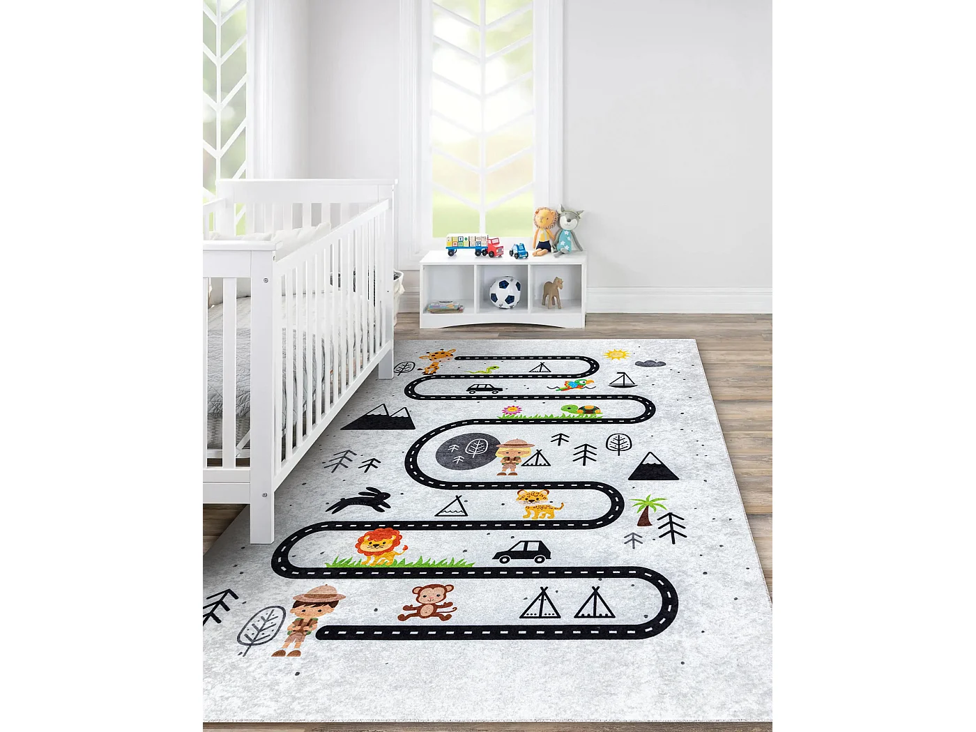 Tapis lavable JUNIOR 51490.802 animaux, rues pour les enfants antidér 160x220 cm
