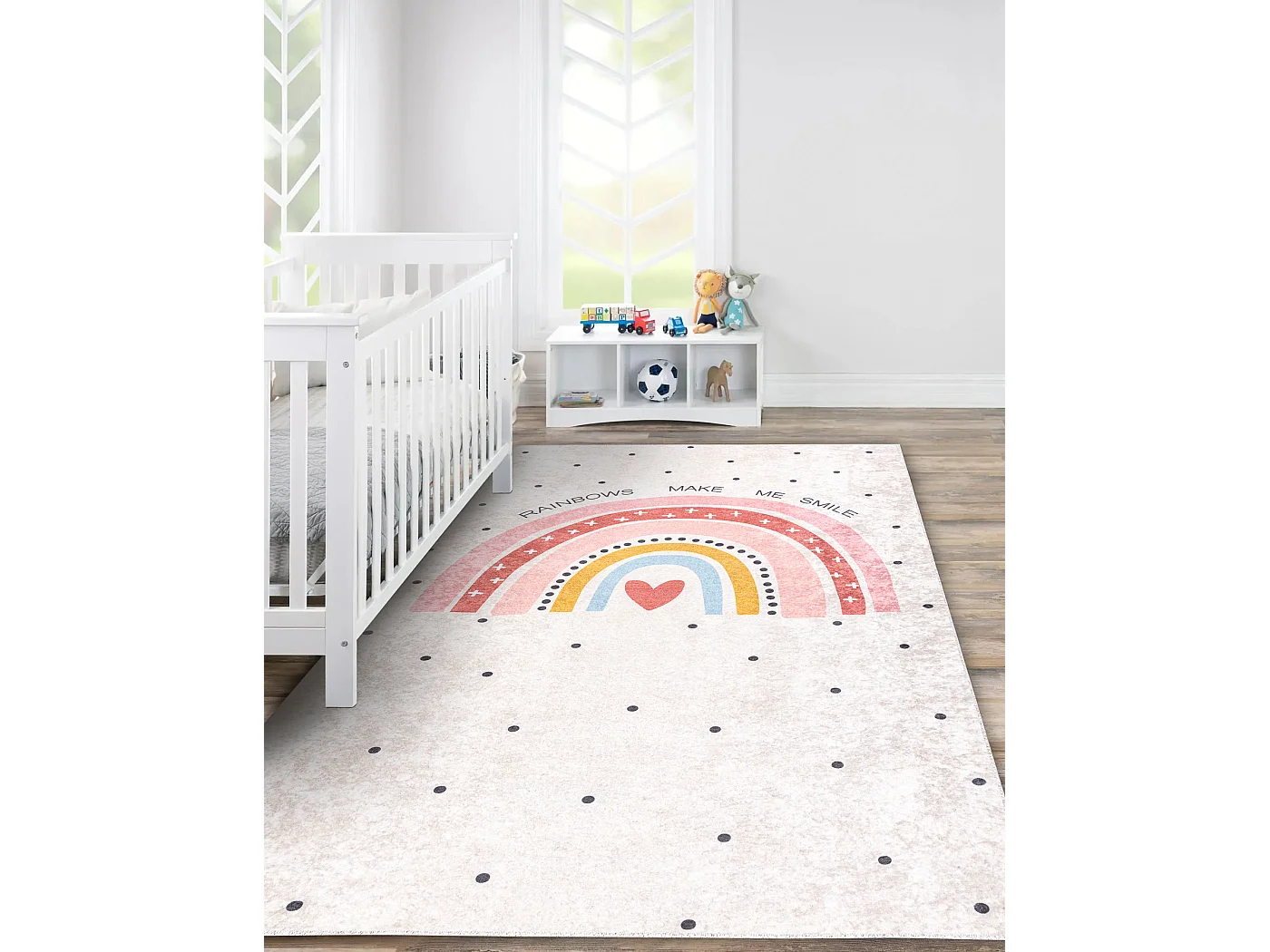Tappeto lavabile JUNIOR 51300.802 Arcobaleno, punti per bambini antisc 80x150 cm