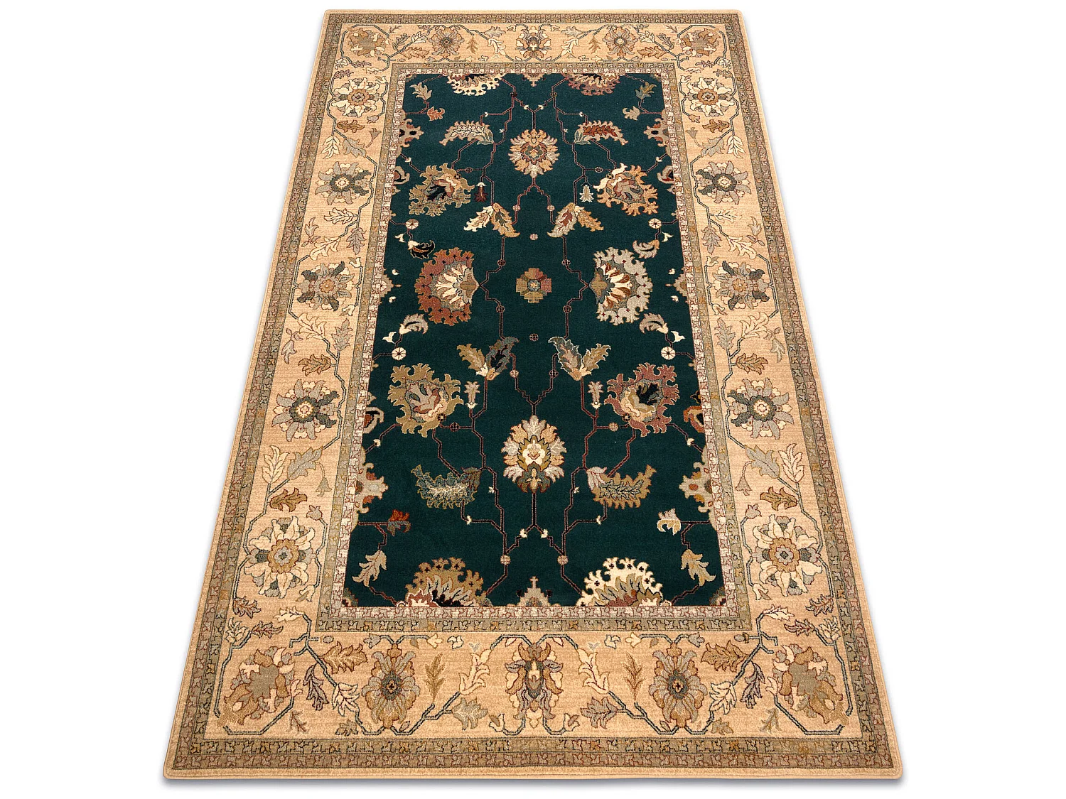 Tapis en laine POLONIA Loare Cadre émeraude 235x350 cm