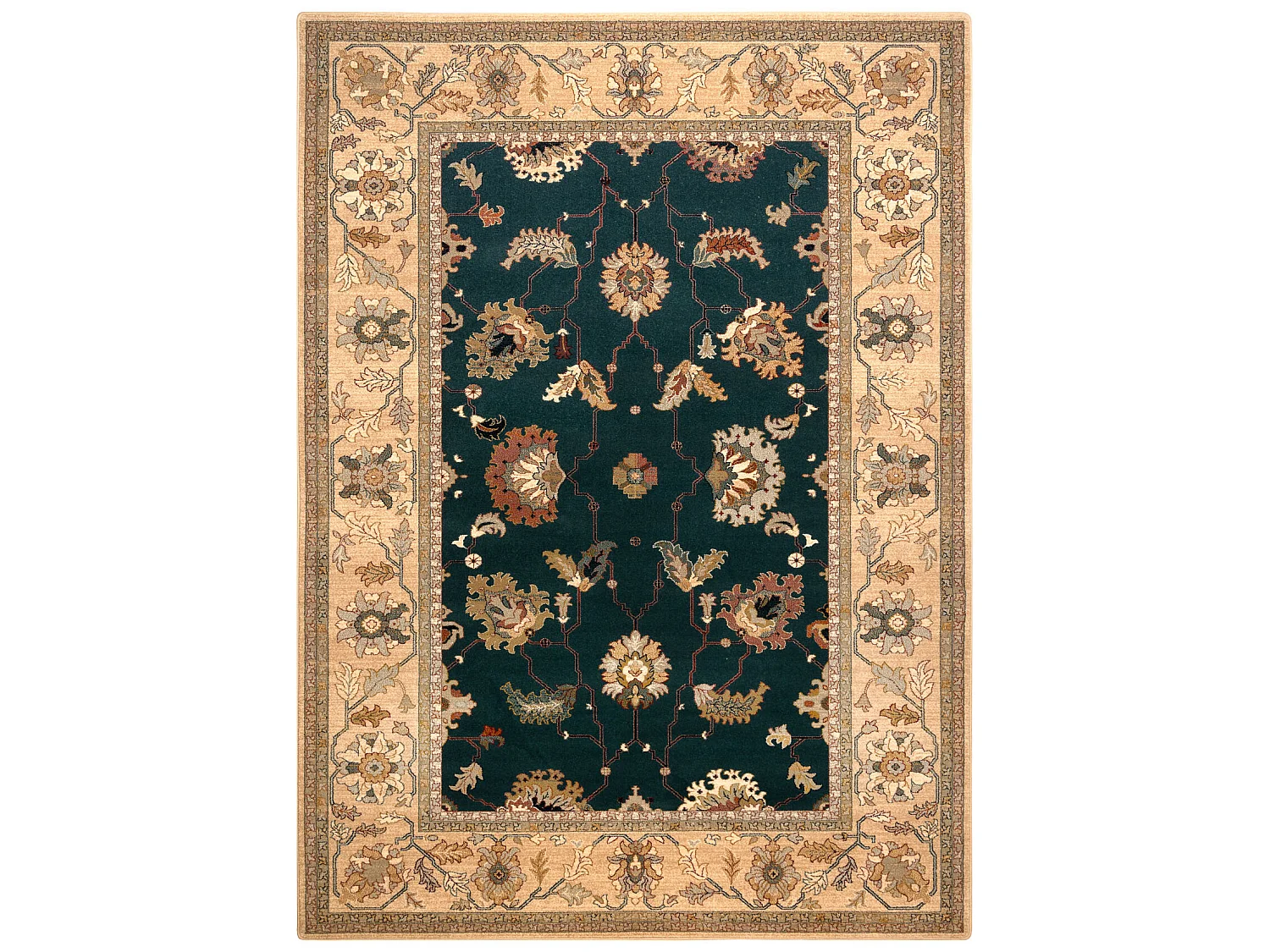 Tapis en laine POLONIA Loare Cadre émeraude 235x350 cm