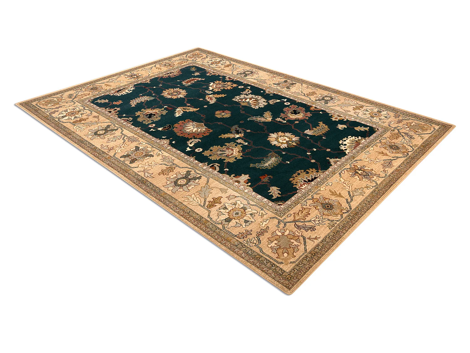 Tapis en laine POLONIA Loare Cadre émeraude 235x350 cm