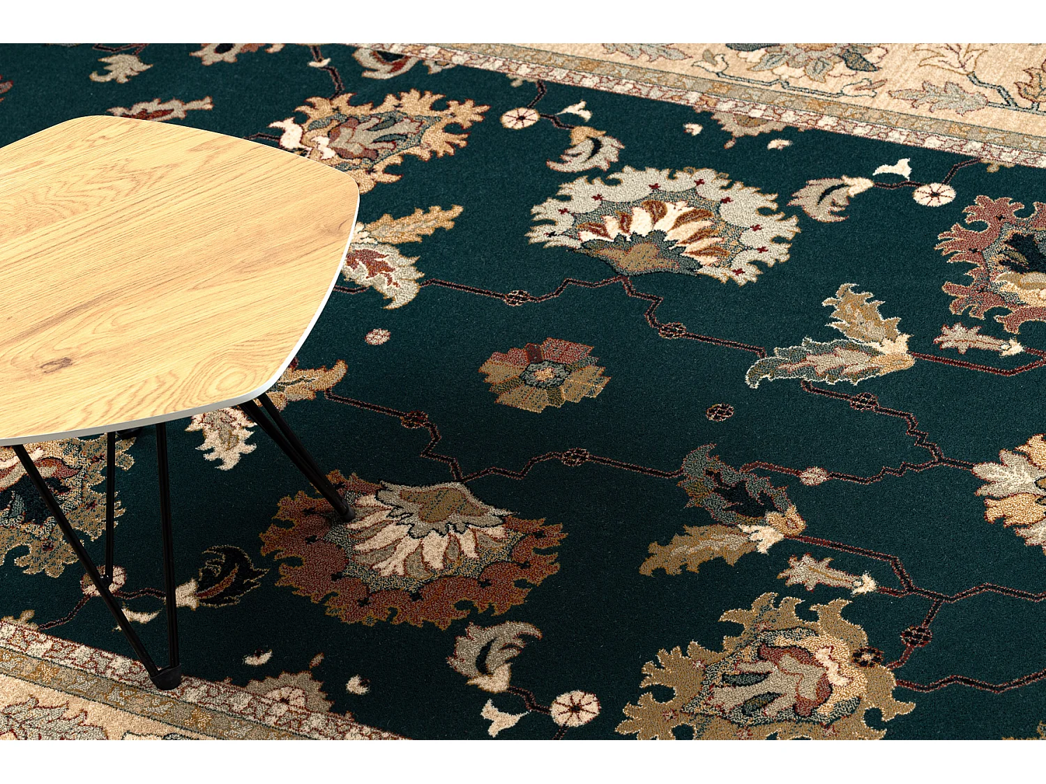 Tapis en laine POLONIA Loare Cadre émeraude 235x350 cm