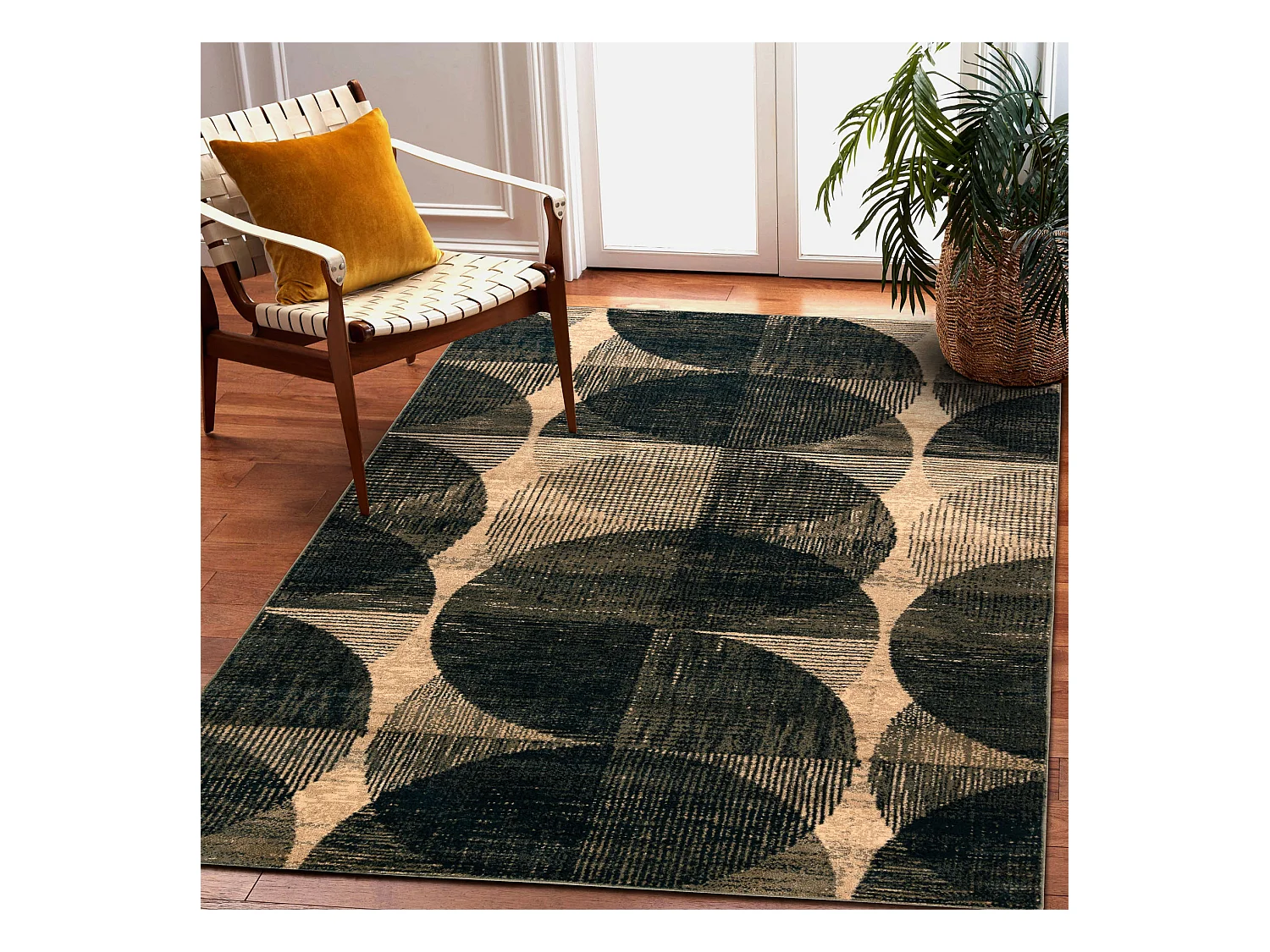 Tapis en laine OMEGA FADO géométrique jadeit vert 200x300 cm