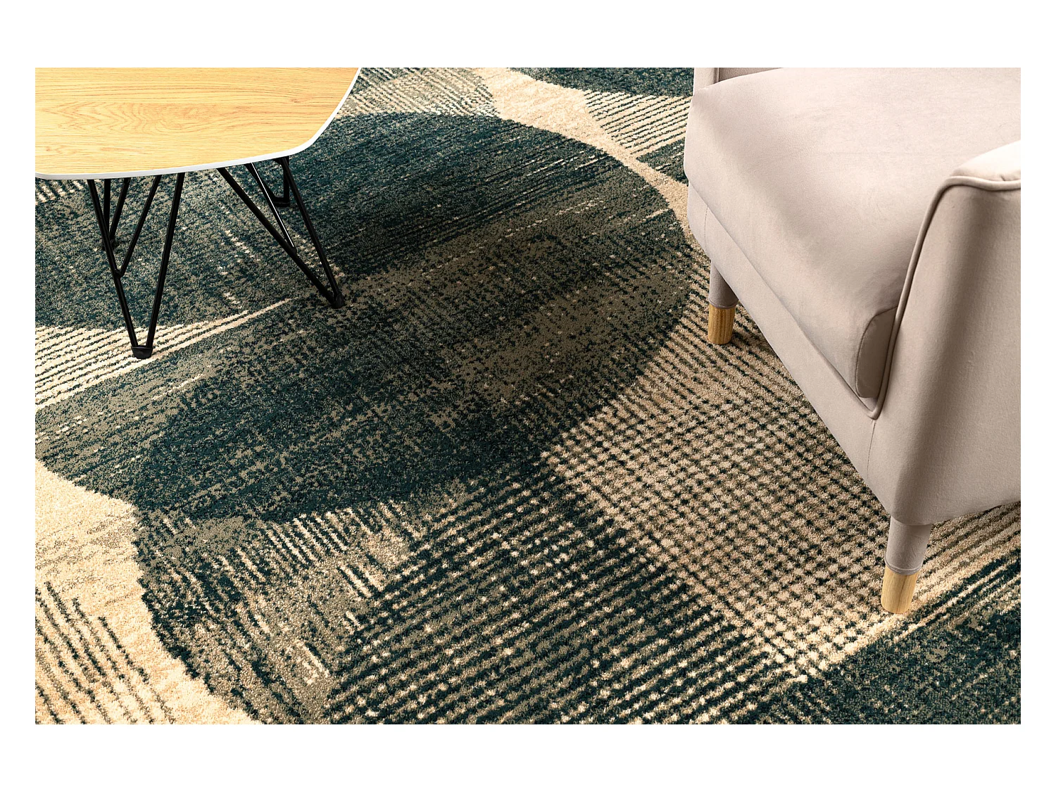 Tapis en laine OMEGA FADO géométrique jadeit vert 200x300 cm