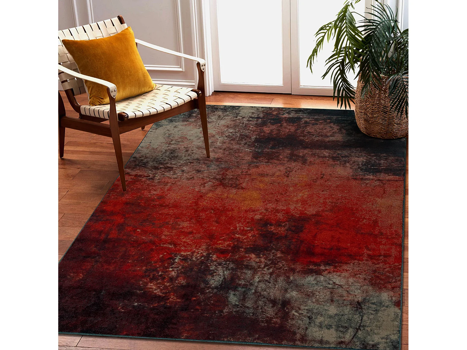 Tapis en laine OMEGA TOGO abstraction rouge 200x300 cm