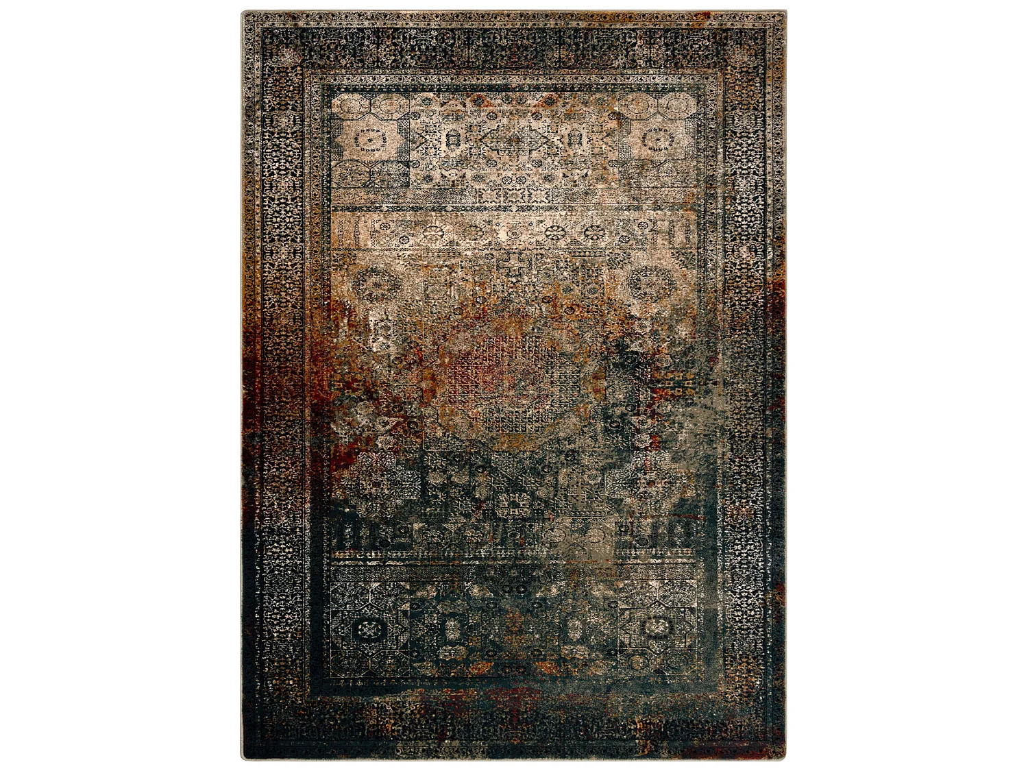 Tapis en laine OMEGA MAMLUK Rosette vintage émeraude 200x300 cm