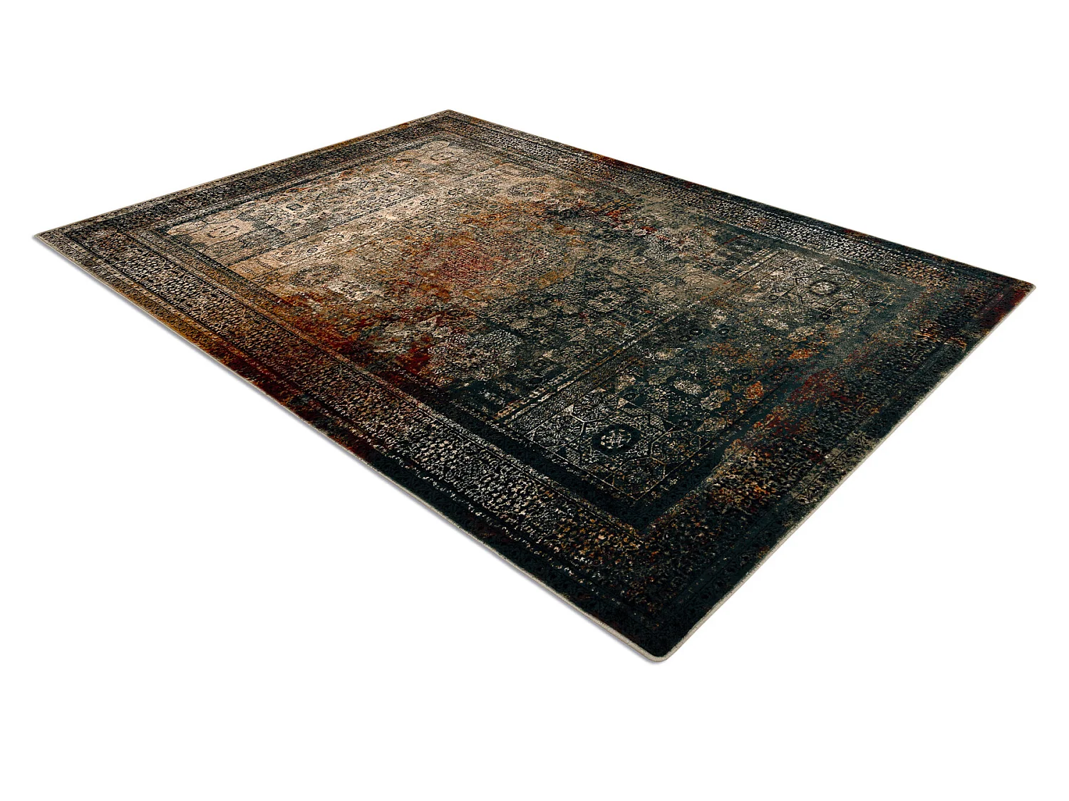 Tapis en laine OMEGA MAMLUK Rosette vintage émeraude 200x300 cm