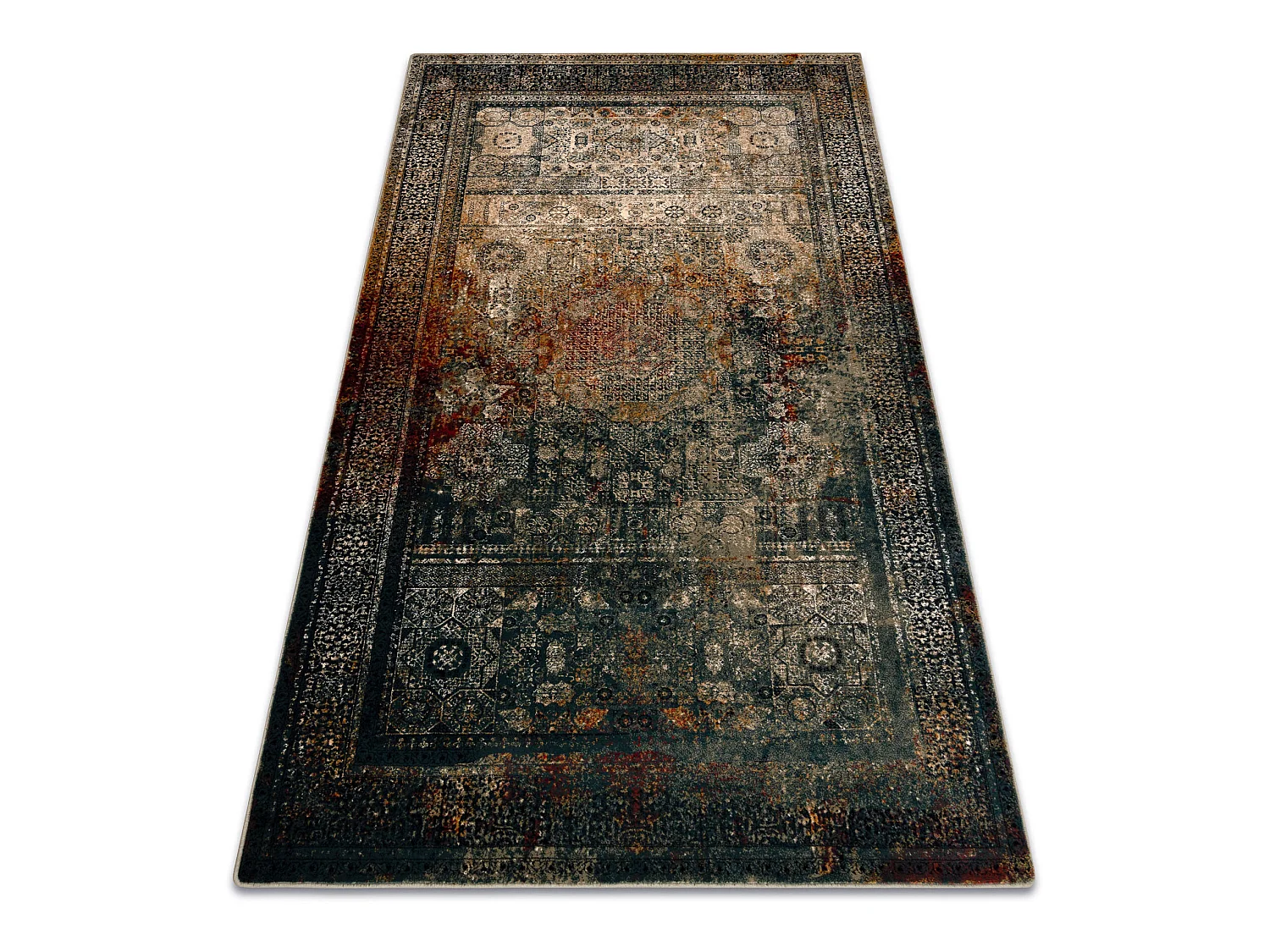 Tapis en laine OMEGA MAMLUK Rosette vintage émeraude 170x235 cm