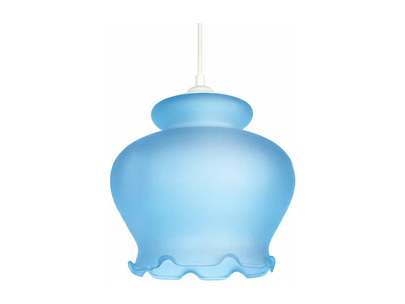 Suspension verre cloche satiné bleu 80 cm.