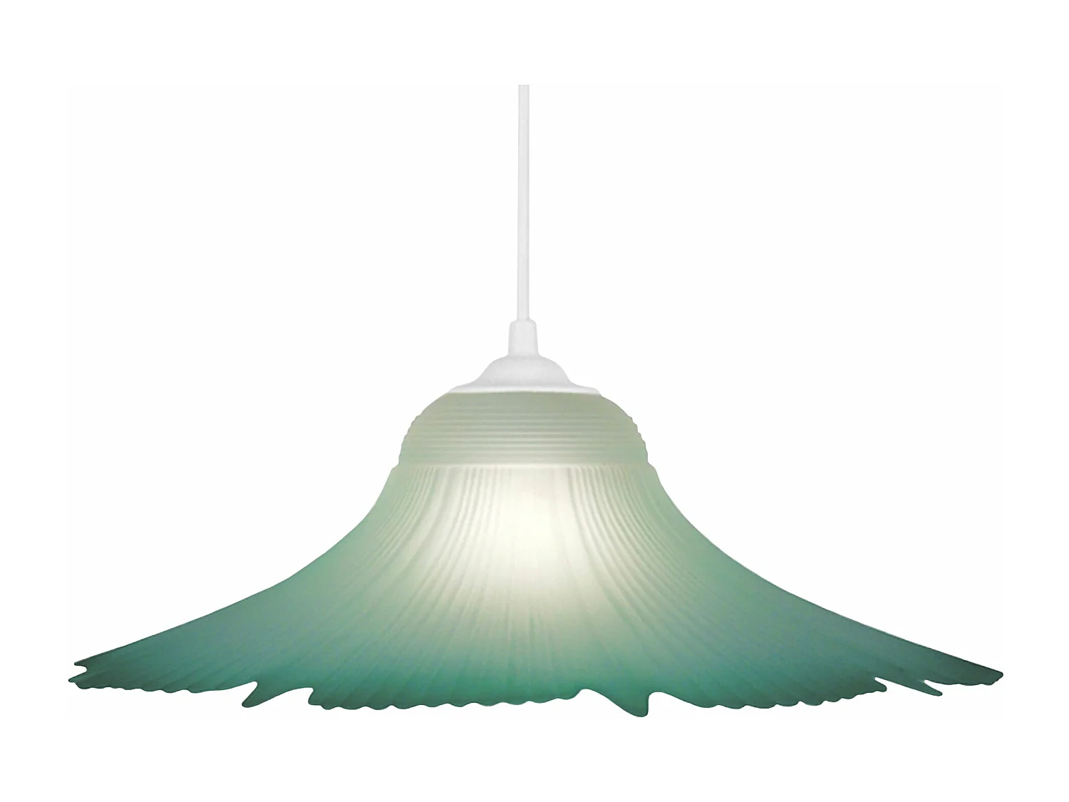 Suspension, dôme verre  vert 70 cm.