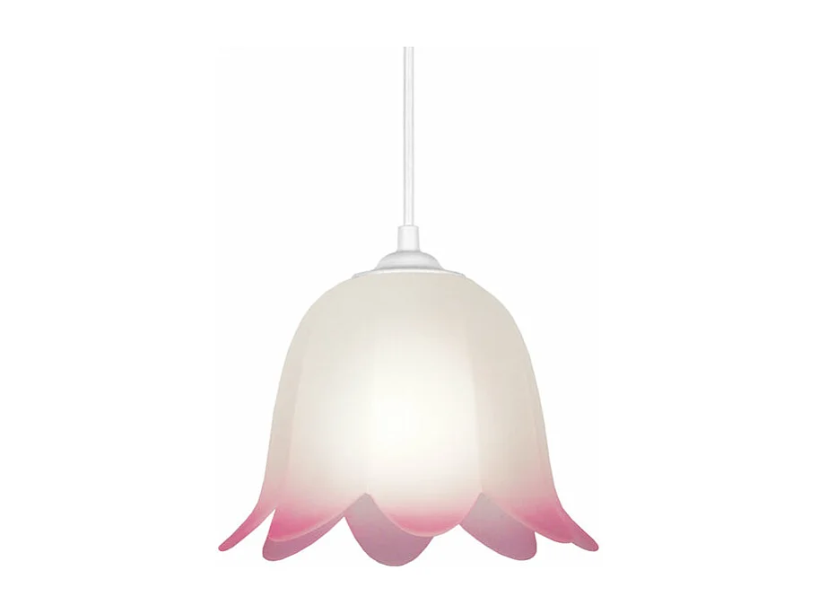 Suspension dôme verre  rose, 80 cm.