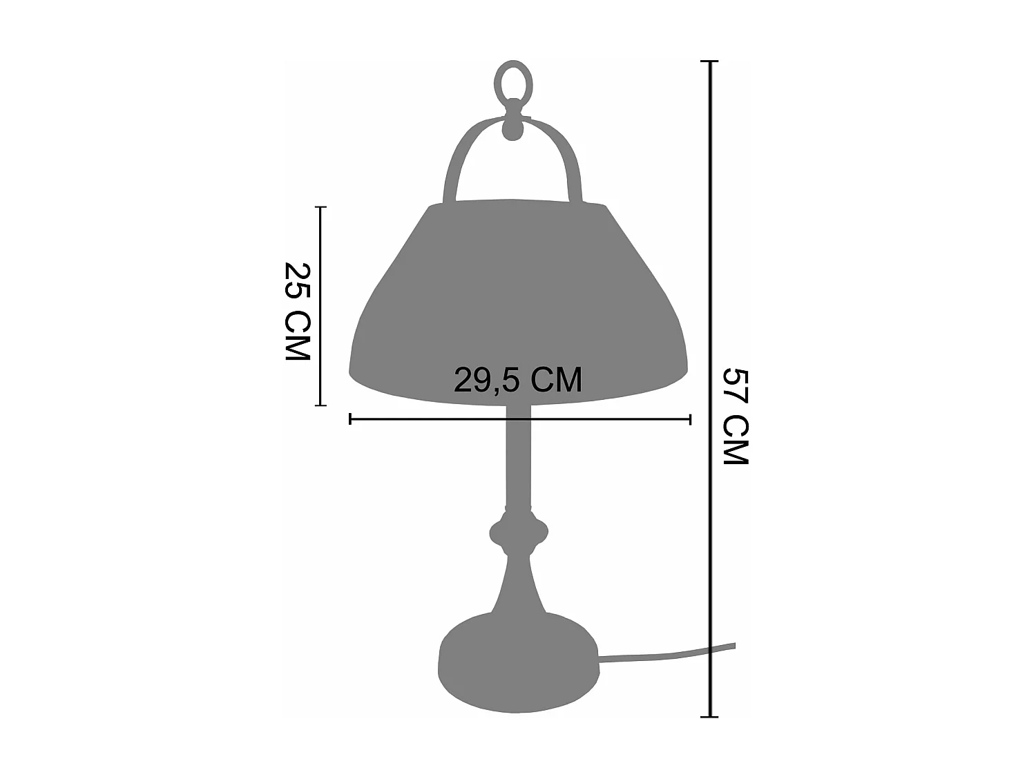 Lampe a poser colonne métal  anthracite 57 cm.