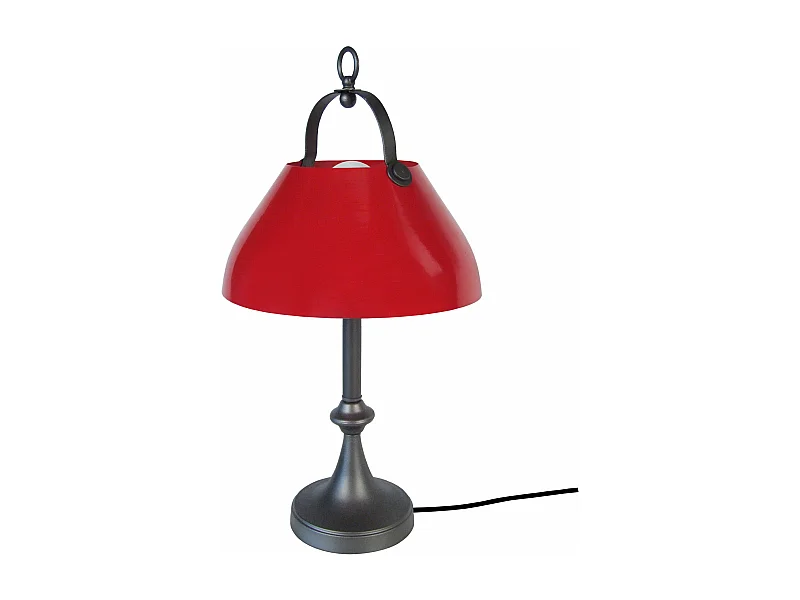 Lampe a poser colonne métal  anthracite,rouge 57 cm.