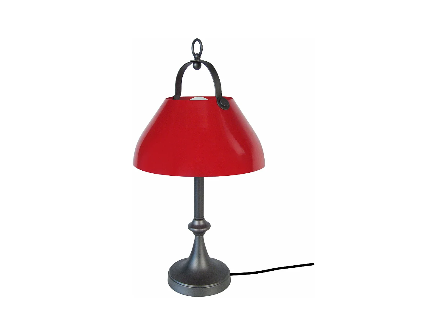 Lampe a poser colonne métal  anthracite,rouge 57 cm.