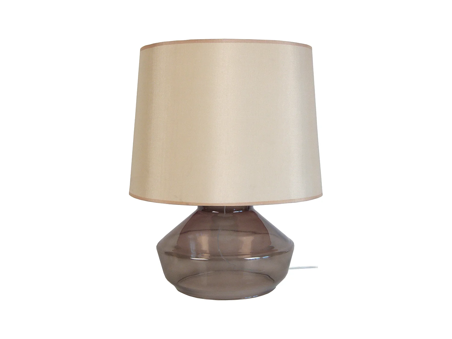 Lampe de salon vase verre  fumé,beige 52 cm.