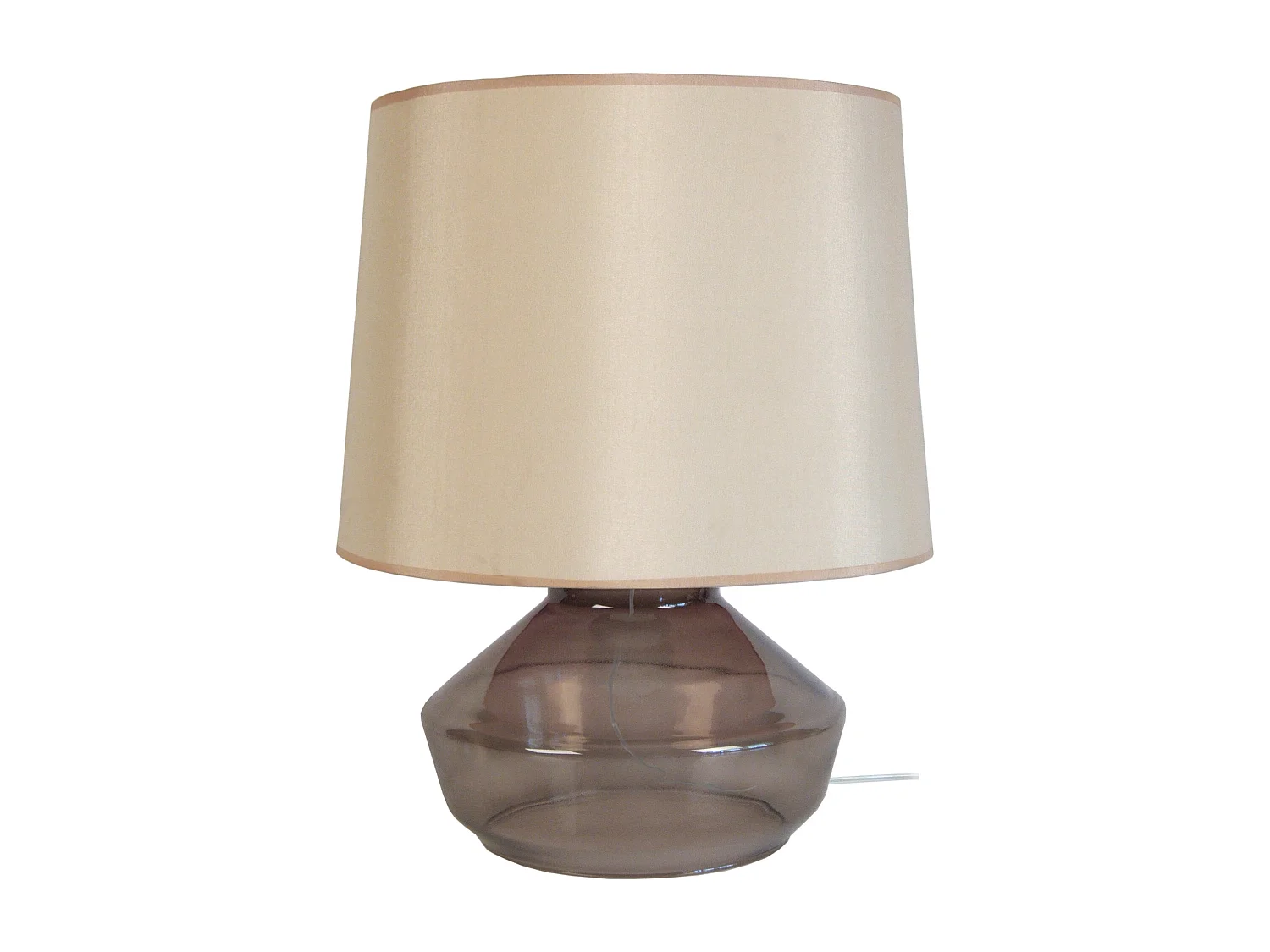 Lampe de salon vase verre  fumé,beige 52 cm.