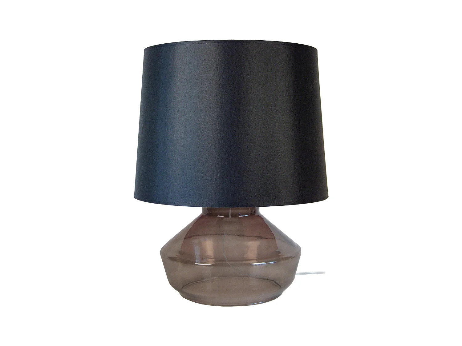 Lampe de salon vase verre  fumé,noir 52 cm.