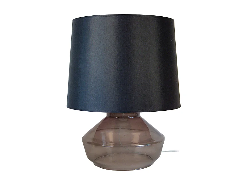 Lampe de salon vase verre  fumé,noir 52 cm.