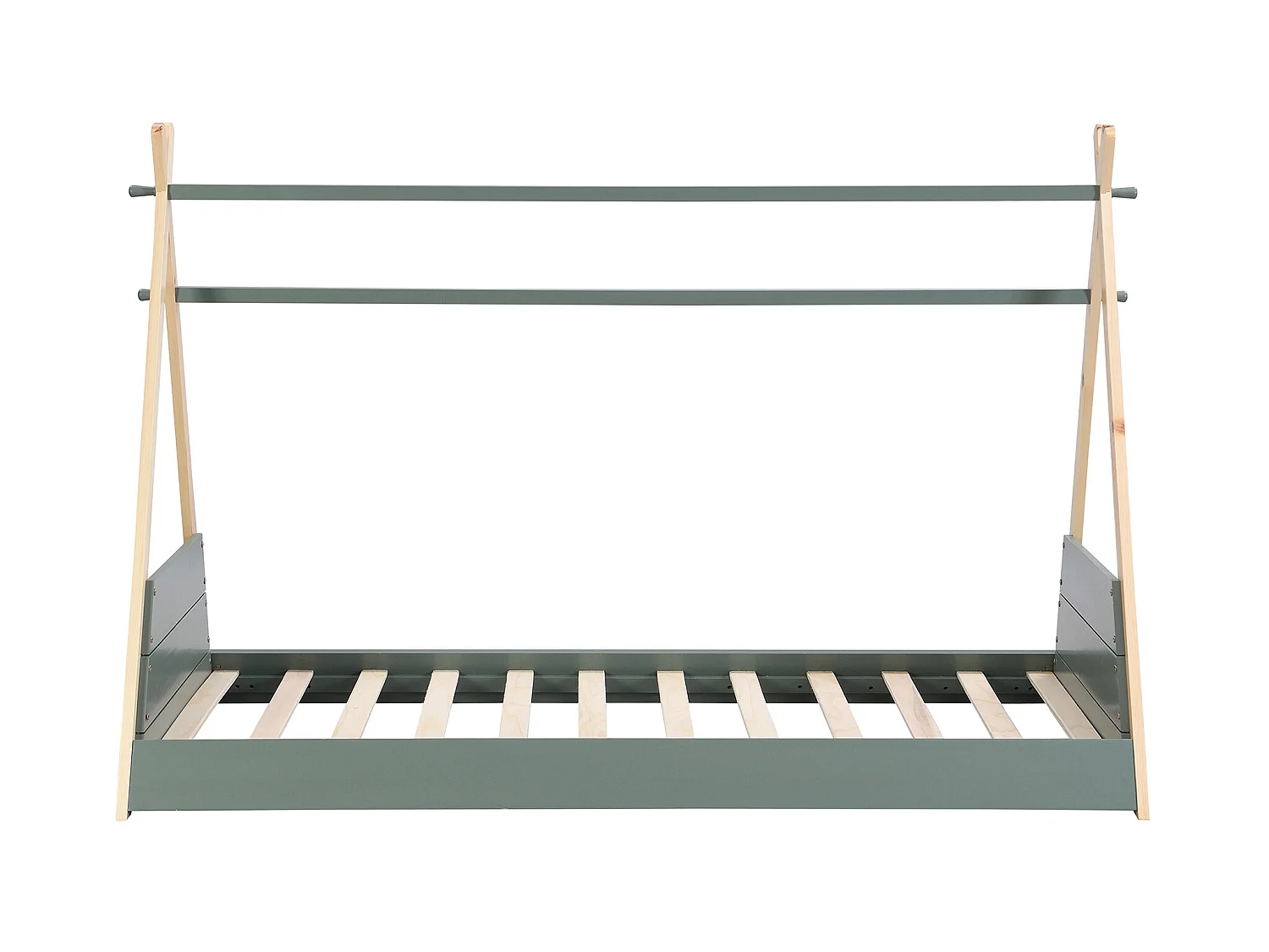 Letto tepee 90 x 190 cm Abete Naturale e Verde + Materasso - SIOUX