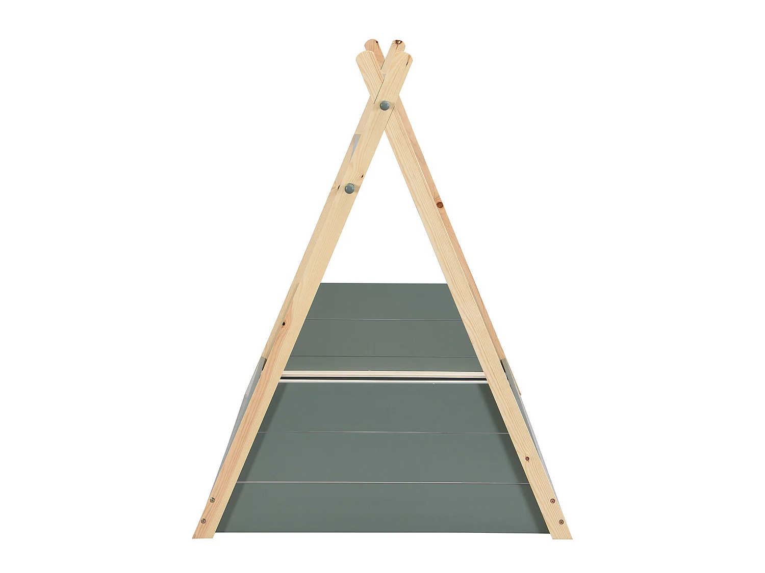 Letto tepee 90 x 190 cm Abete Naturale e Verde + Materasso - SIOUX