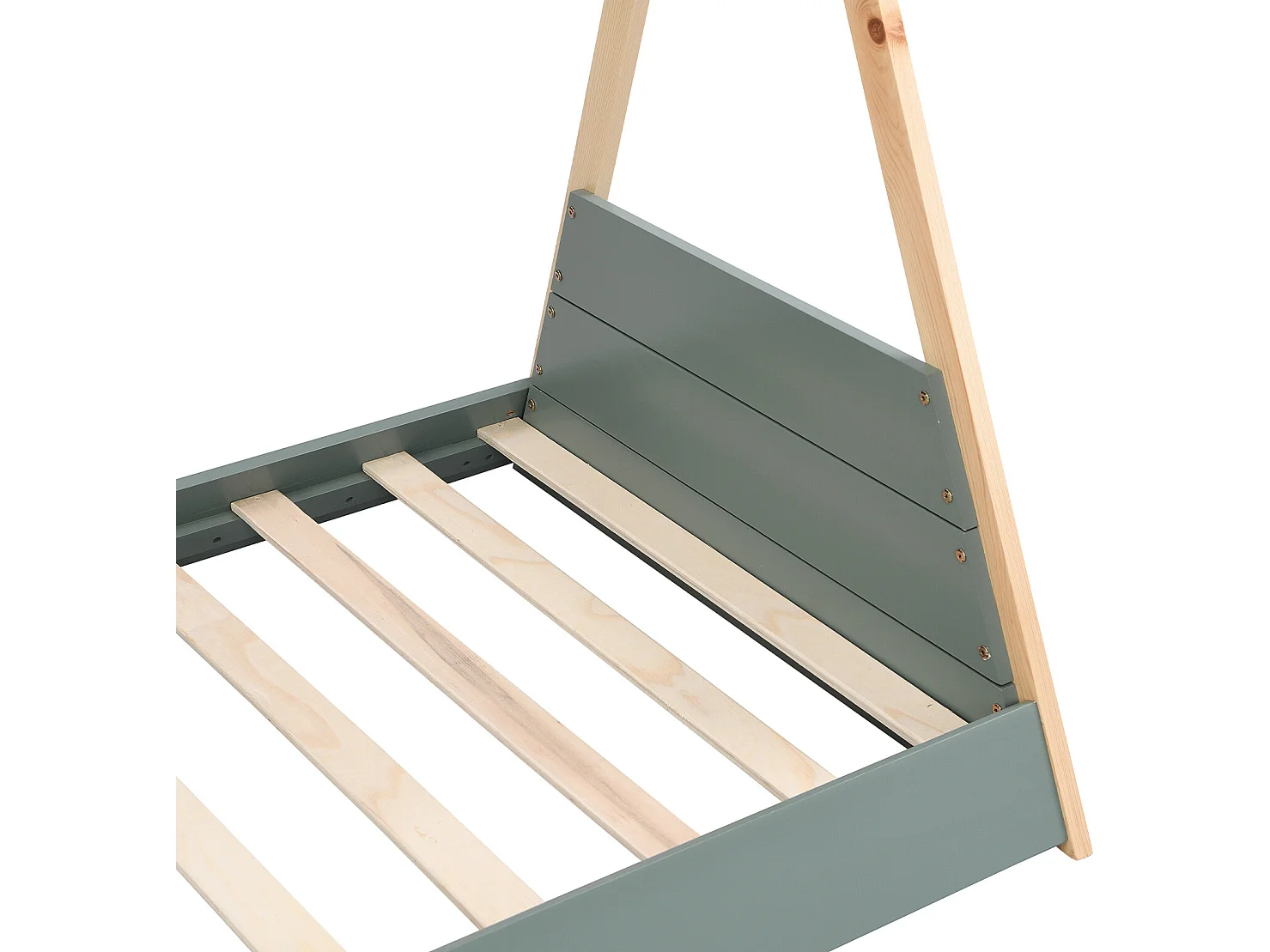 Letto tepee 90 x 190 cm Abete Naturale e Verde + Materasso - SIOUX