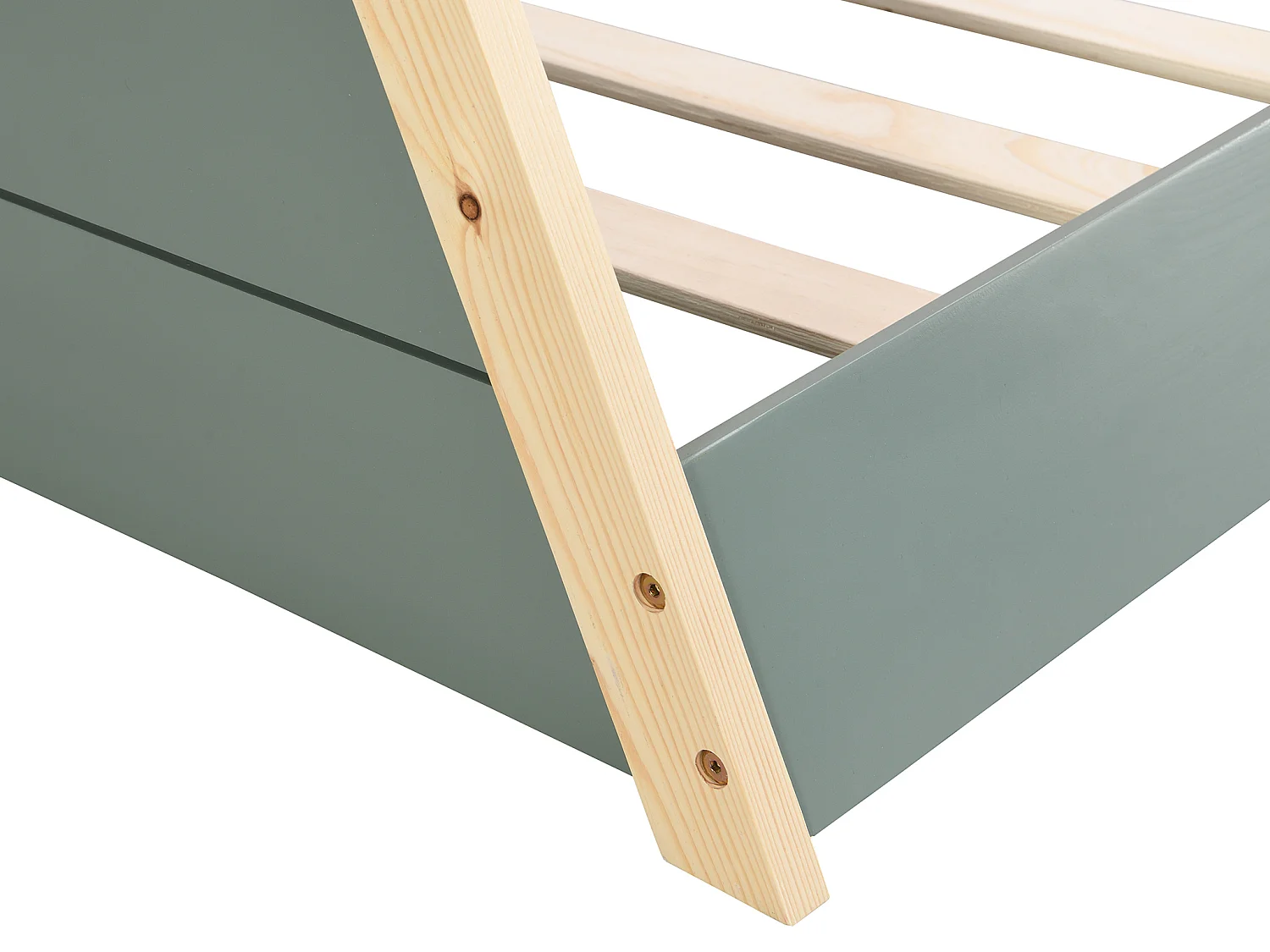 Letto tepee 90 x 190 cm Abete Naturale e Verde + Materasso - SIOUX