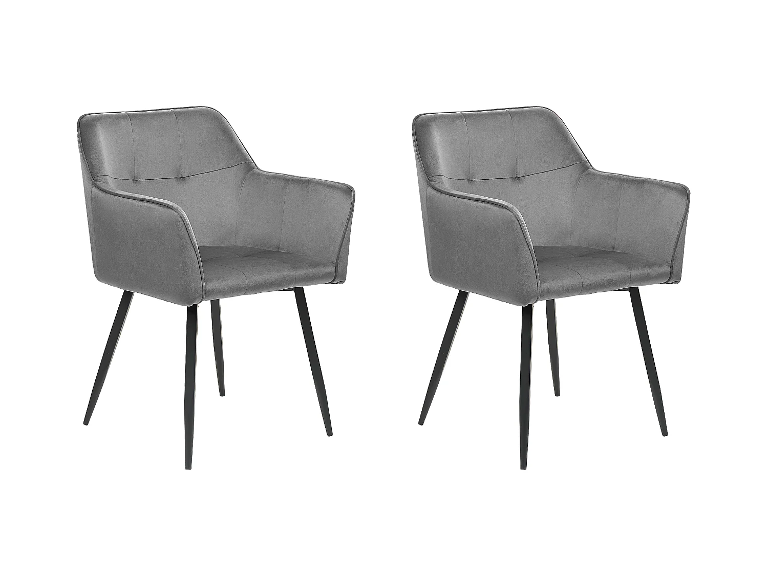 Lot de 2 chaises de salle à manger JASMIN Velours Gris foncé