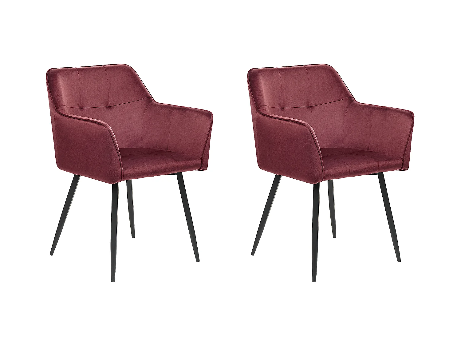 Eetkamerstoel JASMIN Set van 2 Fluweel Bordeaux
