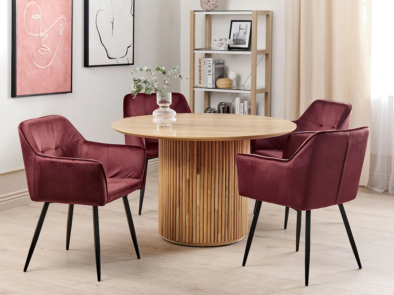 Sedia da pranzo JASMIN Set di 2 Velluto Bordeaux