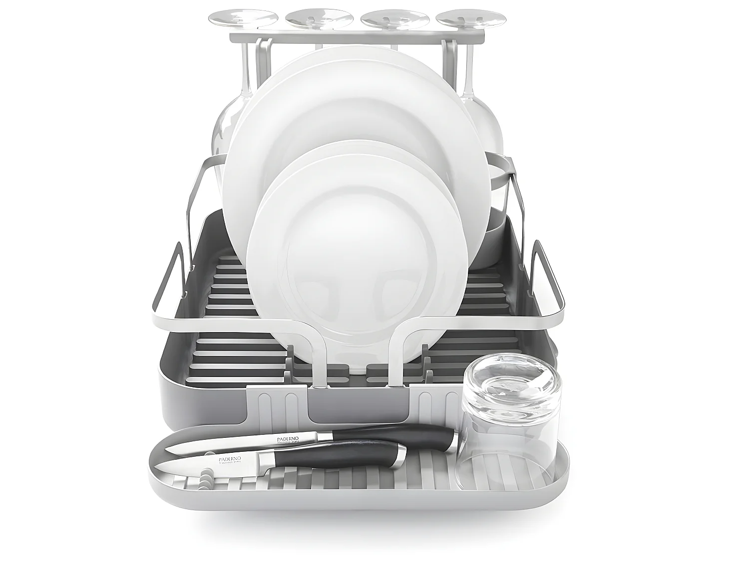 Geschirrabtropfgestell mit abnehmbarem Zubehör