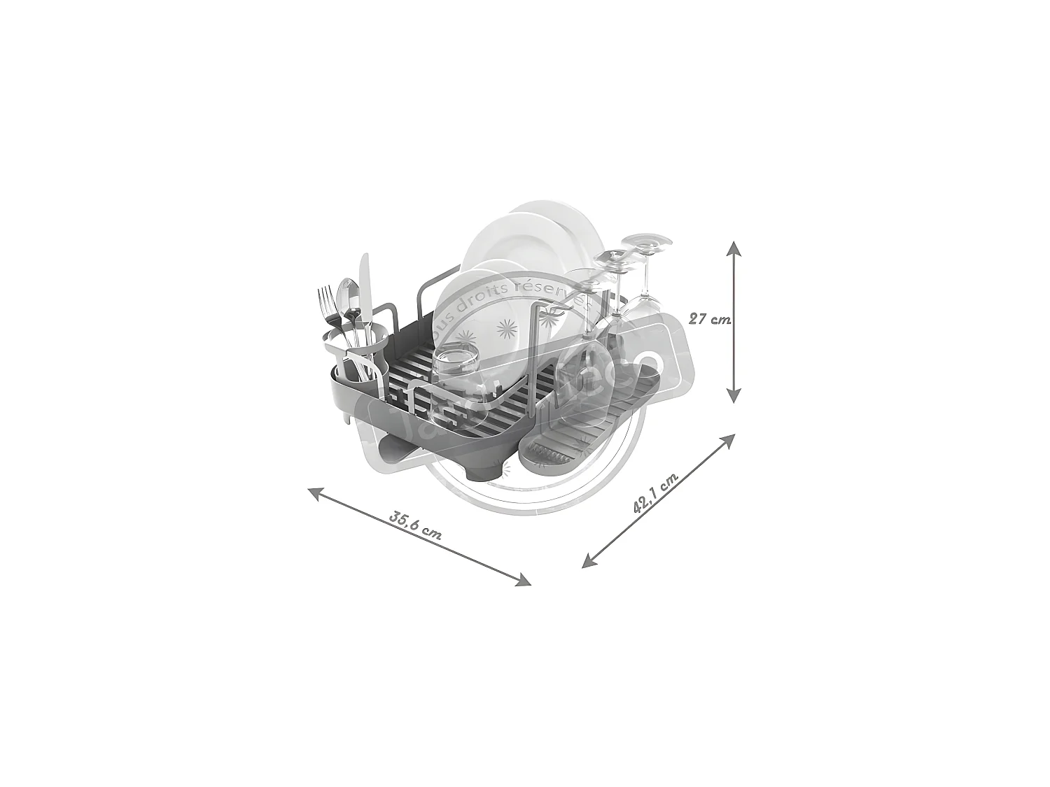 Geschirrabtropfgestell mit abnehmbarem Zubehör