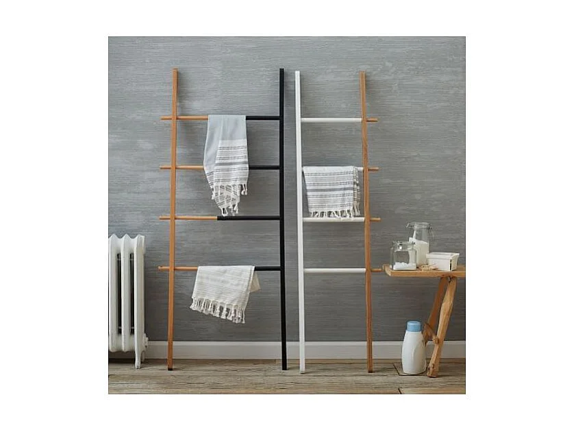 Porte serviette échelle extensible Blanc/Naturel