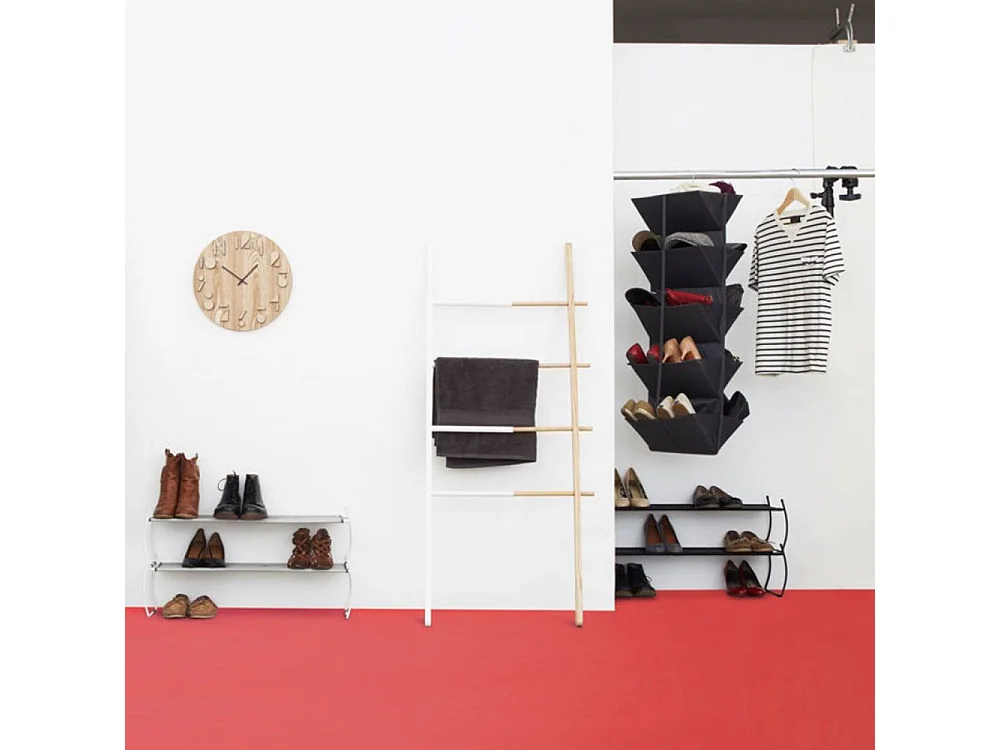 Porte serviette échelle extensible Blanc/Naturel