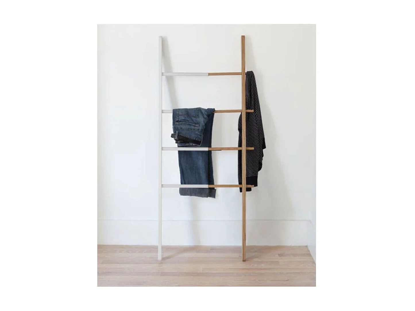 Porte serviette échelle extensible Blanc/Naturel