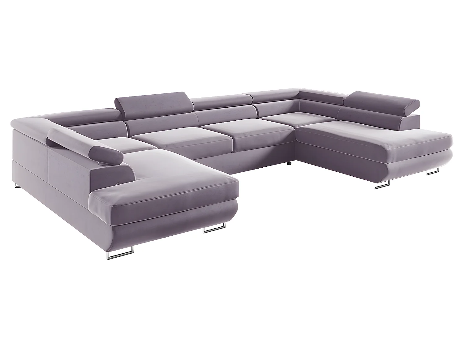 Canapé en U 5 places convertible avec coffre Lyam Lavande