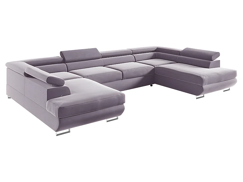 Canapé en U 5 places convertible avec coffre Lyam Lavande