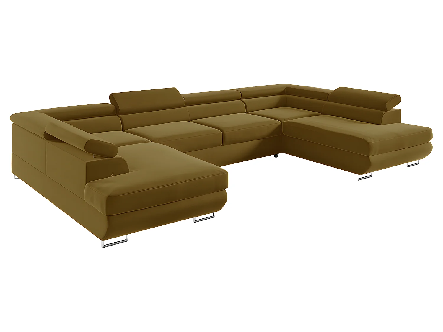 Canapé en U 5 places convertible avec coffre Lyam Moutarde