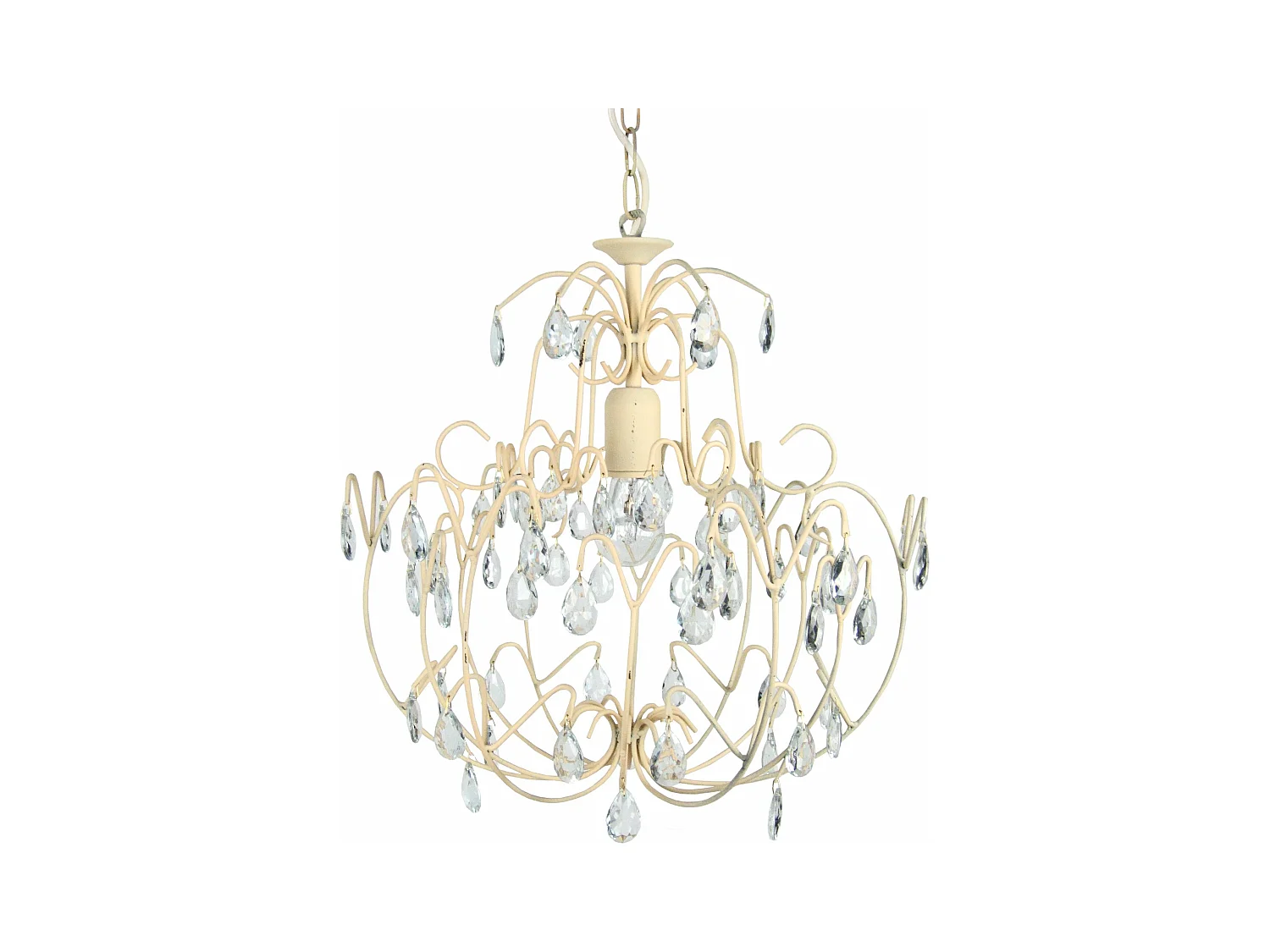 Suspension renflé métal  beige,transparent  100 cm.