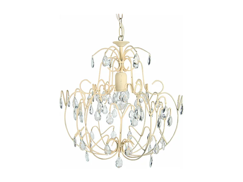 Suspension renflé métal  beige,transparent  100 cm.