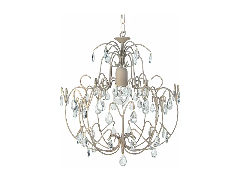 Suspension renflé métal  taupe,transparent  100 cm.