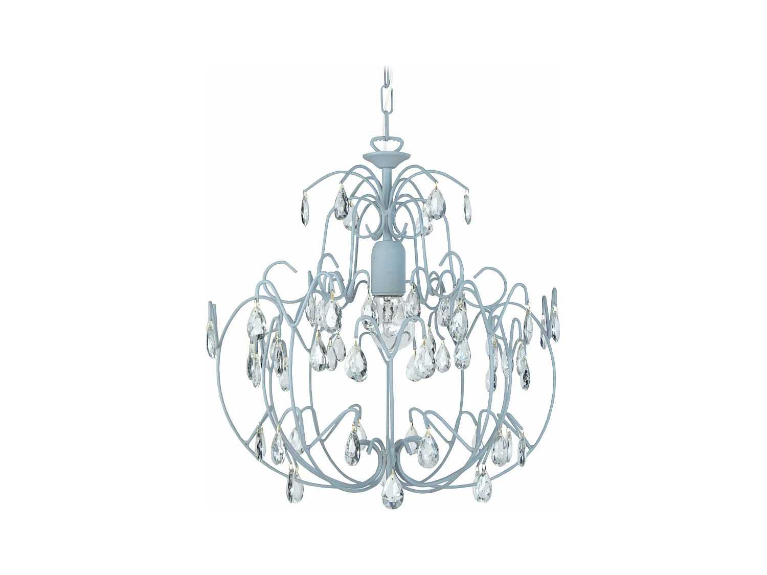 Suspension renflé métal  gris,transparent  100 cm.