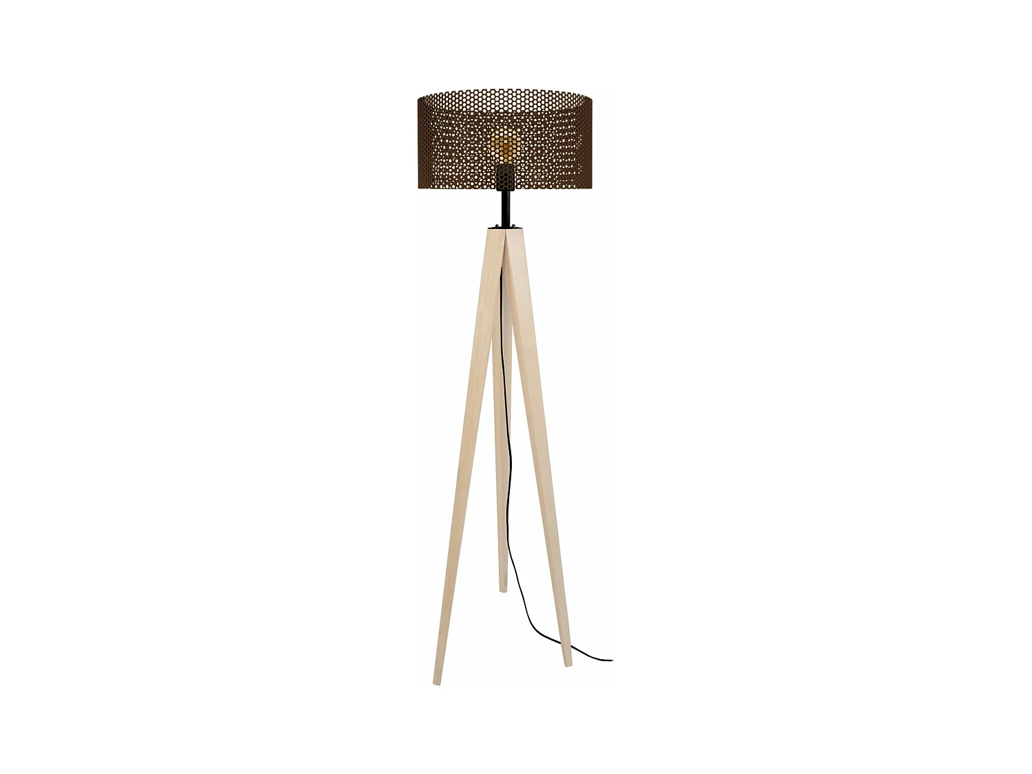 Lampadaire trépied bois  naturel,marron 160 cm.