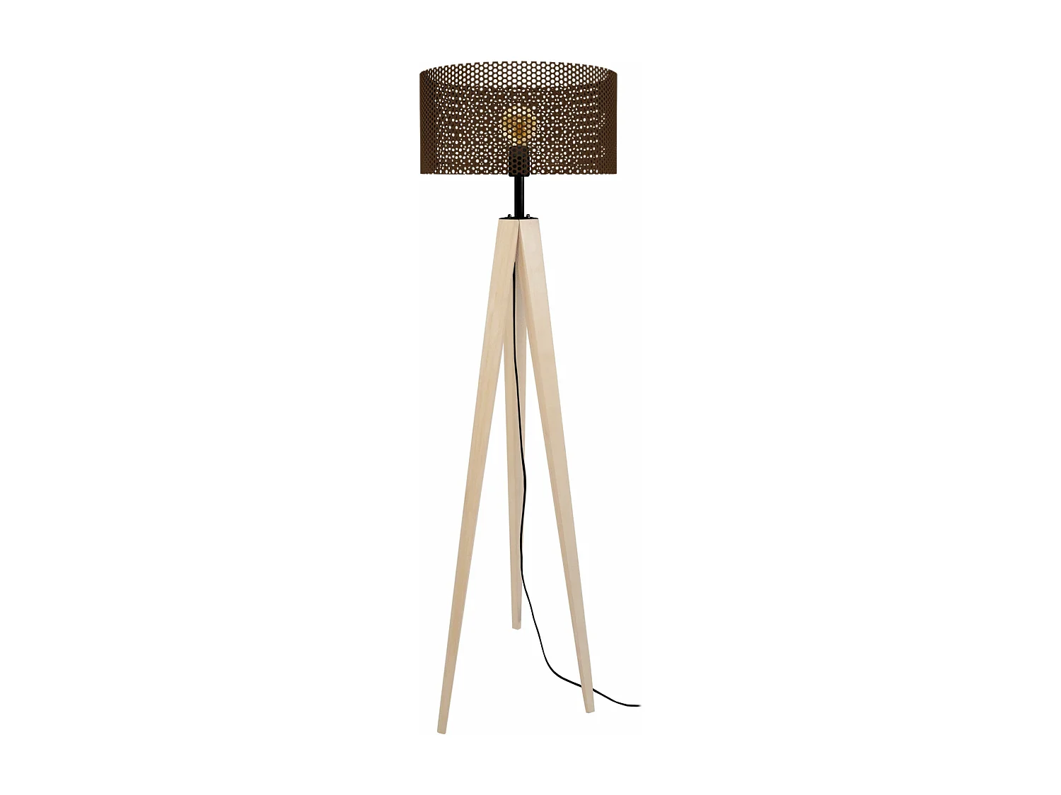 Lampadaire trépied bois  naturel,marron 160 cm.