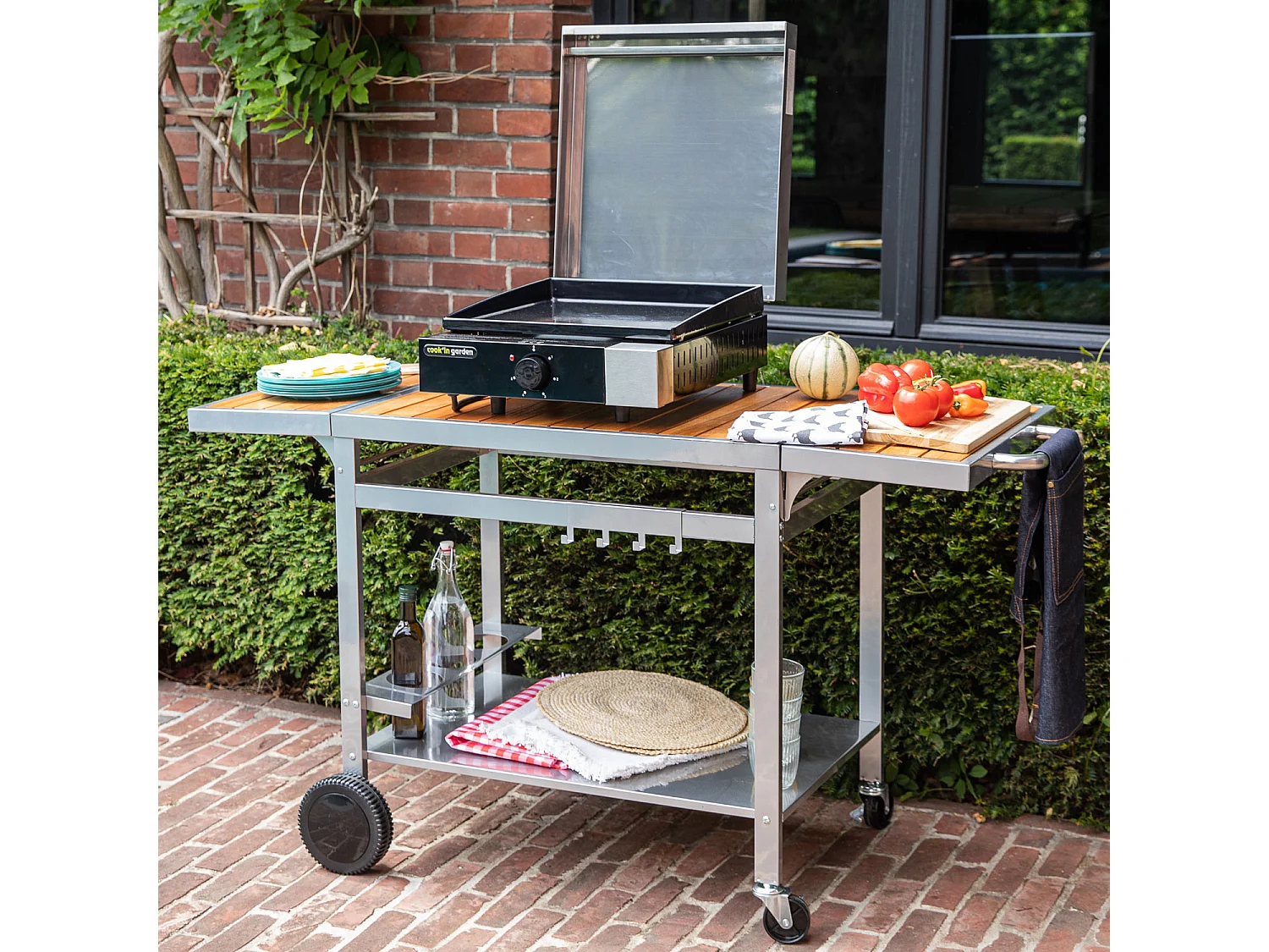 Desserte pour plancha en bois et métal GRANDI XL - COOK'IN GARDEN