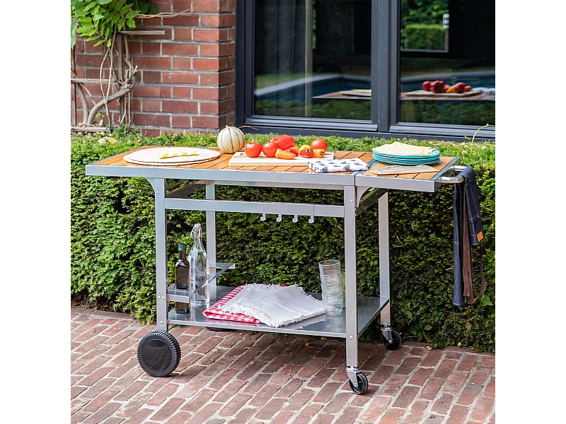 Beistelltisch für Plancha aus Holz und Metall GRANDI XL