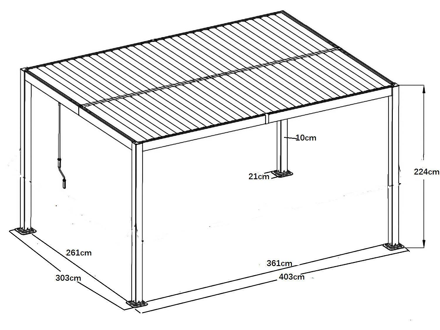 Tonnelle/Pergola bioclimatique lames orientables en aluminium 3x4m - Anthracite - BELAIR