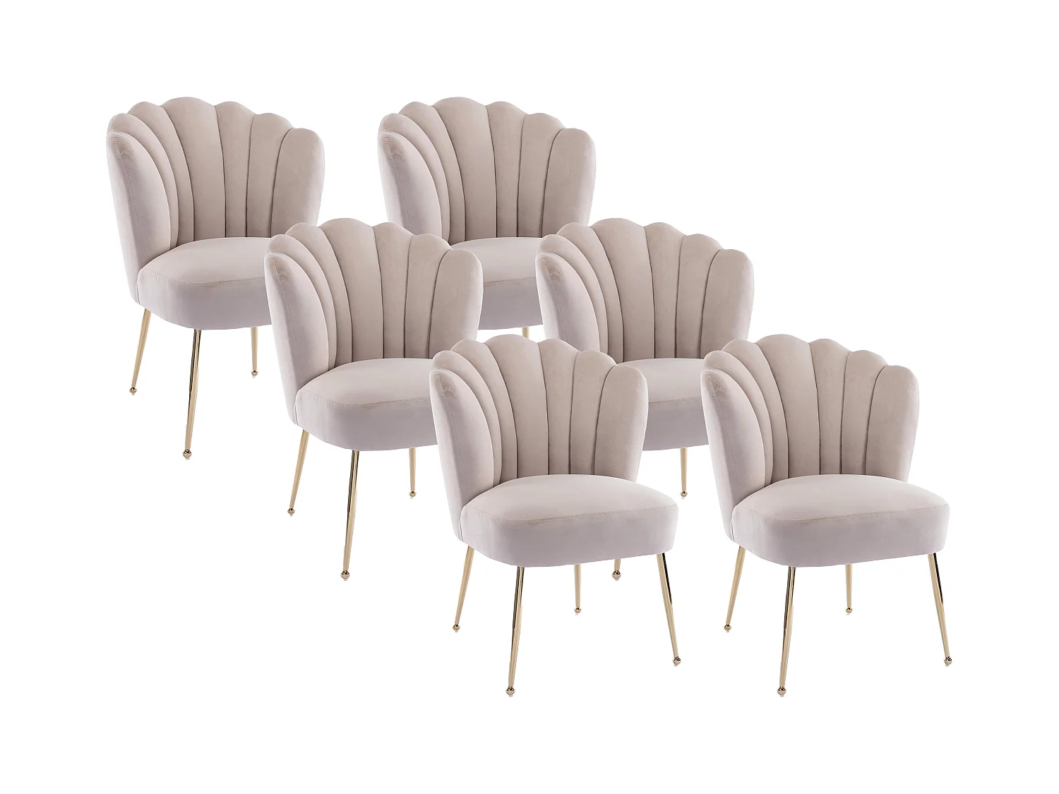 Stuhl 6er-Set - Samt & goldfarbener Stahl - Beige - RUTY von Pascal MORABITO