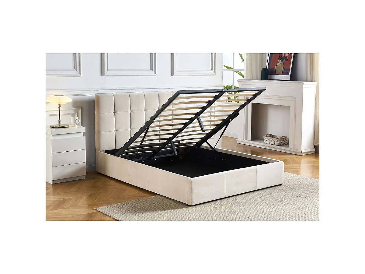 Lit Adulte Sommier Relevable "Birma" 140x190cm Beige