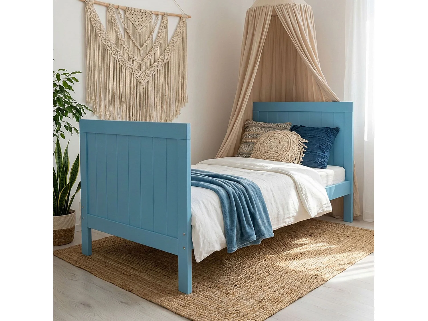 Lit Enfant Design en Bois "Fayre" 90x200cm Bleu
