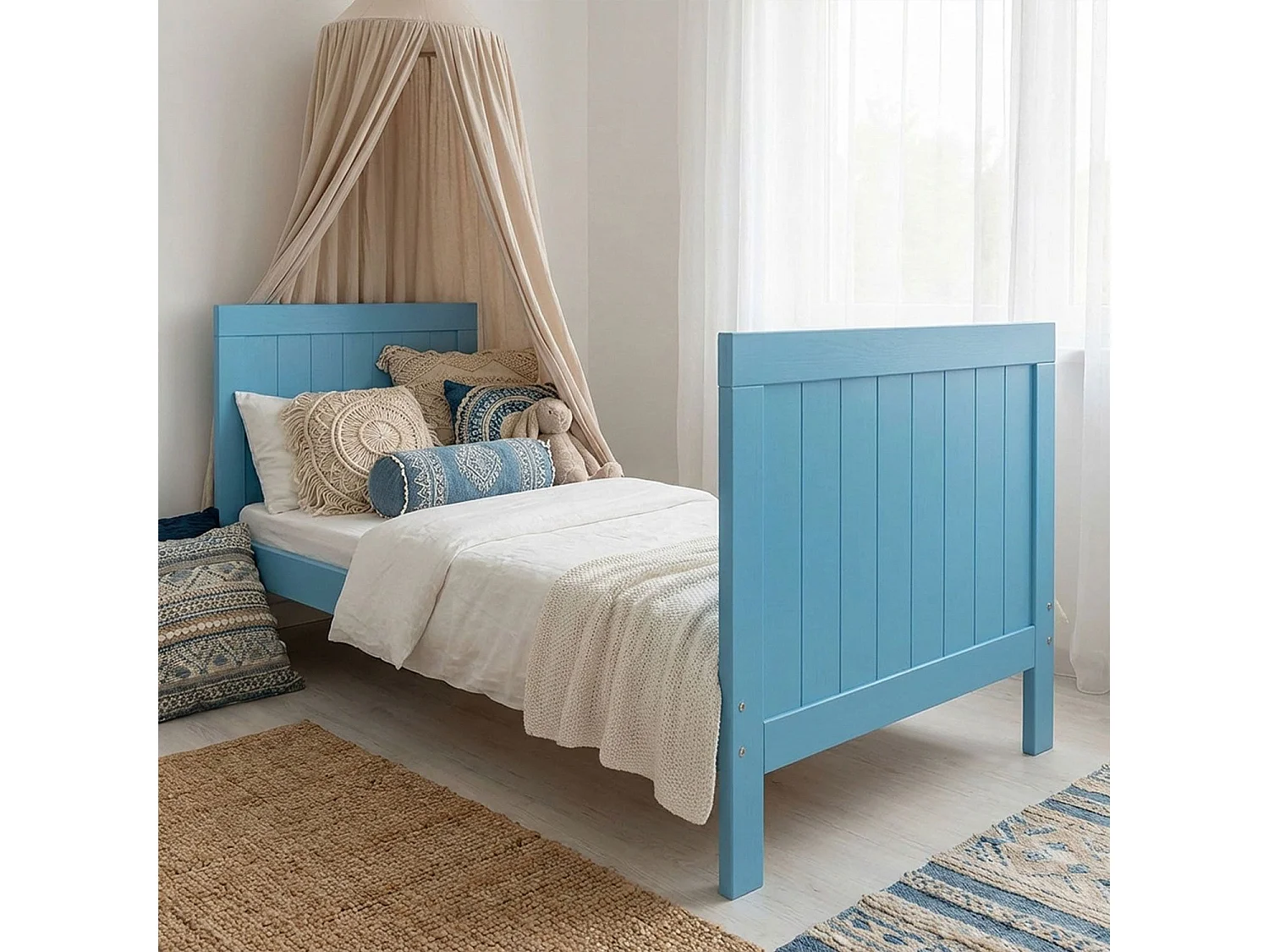 Lit Enfant Design en Bois "Fayre" 90x200cm Bleu